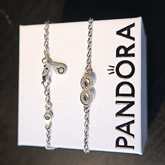 Pandora Sterling Silver Pave Infinity Chain Link Bracelet - Picture 6 of 16